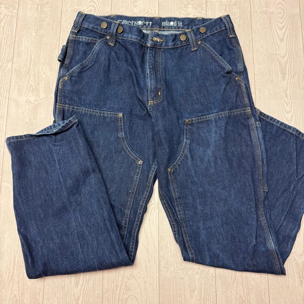 Carhartt Mens 34x32 Relaxed Fit Carpenter Jeans Workwear Denim Utility